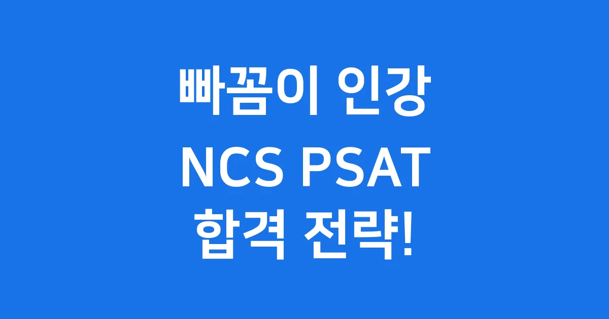 빠꼼이 인강 NCS PSAT 합격 전략과 후기
